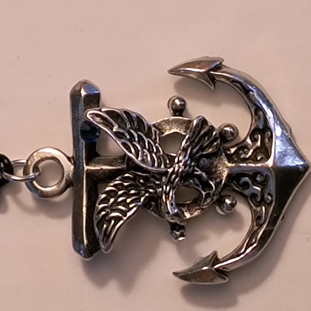 Black on distressed anchor with a eagle.